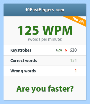 125 WPM (typing speed)